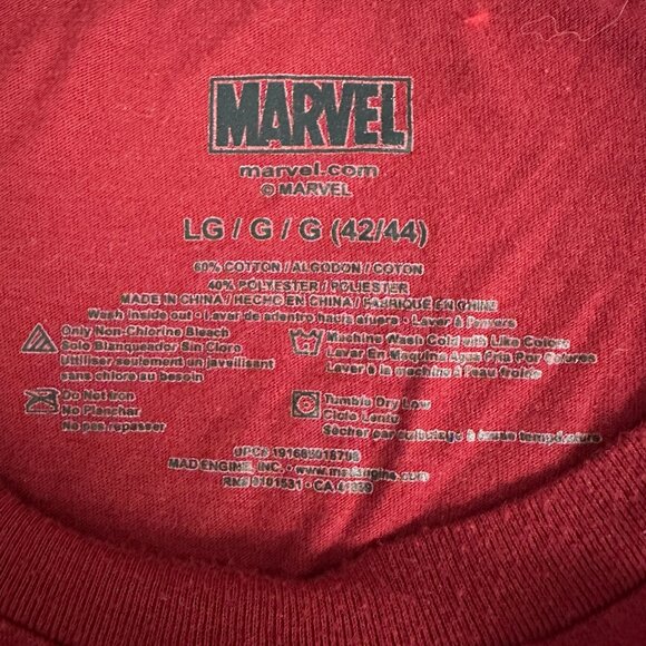 Deadpool Maroon Long Sleeve Shirt Comics Riding Unicorn Graphic Size LG - Picture 3 of 4